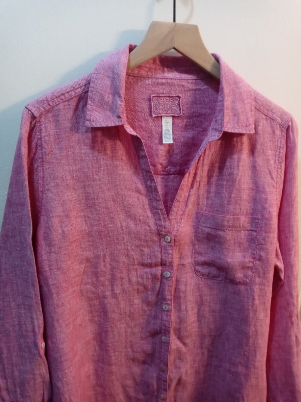 SIGRID OLSEN linen button down shirt in orchid (L) - Picture 6 of 10